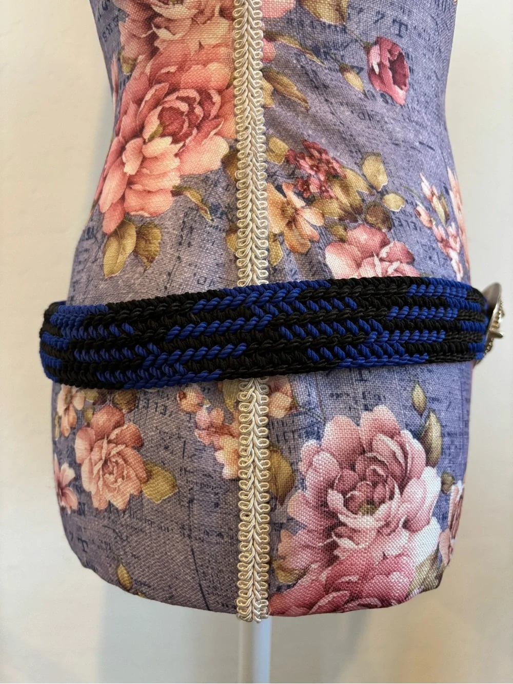 Woven Rope Waist Belt with tiger eye belt buckle